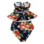 Rad Swimwear Breanne Two Piece Swimsuit Tankini Top High Waisted Bottoms Size XS Blue Photo 3
