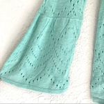 Loft  Turquoise Aqua Pointelle Sweater Pullover Blouse Long Bell Sleeve Small New Photo 7