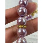 Flower Pearl Beaded Necklace, Floral Pendant, Purple Lavender Beads, Statement Photo 7