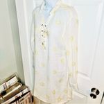 Cynthia Rowley  Cream Yellow Sun Moon Linen Swim Coverup Tunic Shirt Dress S Photo 2