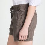 James Perse NWT Linen Blend Drawstring Shorts Size 2 | Medium $245 Olive Stripe Photo 4