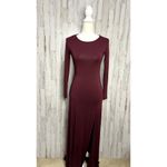 Lulus Women's Small Burgundy Maxi Dress Long Sleeve Party Slit Photo 1