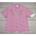 Alfred Dunner Women's Outfit Set Top Pants Size 14 Red/White Striped Seersucker Pink Photo 1