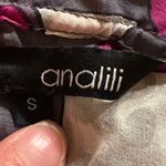 Analili Pink Gray White Geometric Pattern Sheer Blouse W Tassels adjustable SZ S Photo 7