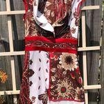 Bebe 🛍️ Brown Paisley Print Silk Dress Fitted Bodice XS Photo 0