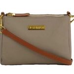 NEW JOY & IMAN Alexandria Leather Crossbody Bag Taupe Leather Top Zipper Purse Tan Photo 0