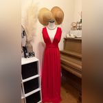 Lulus  Women's Red Heavenly Hues Magenta Maxi Dress Size Small V Neck Sleeveless Photo 2