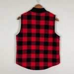 Thread and Supply  Vest Womens Small Red Black Buffalo‎ Plaid Sherpa Lined Zip Up S Photo 5