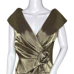 Cachet Vintage Style Champagne Gold Rosette Evening Gown Prom Formal Gala Midi 4 Photo 5
