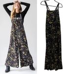 Natural Life  Dakota Tie Velvet Overall Jumpsuit Wide Leg Floral Print Size Large Photo 1