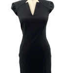 Zac Posen Zac Posen Black Cap Sleeve V-Neck Sheath Wiggle Structured Day Dress Size 2 Photo 4