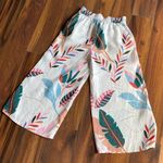 Cynthia Rowley  100% Linen Wide Leg Ankle Pull On Pants Tropical Flowers Pockets Photo 4