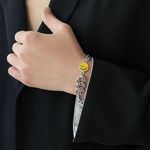 Planet Smiley Face Charm Bracelet for Men Women Streetwear Unisex Hip Hop Style Silver Photo 2