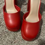Red Closed Toe Chunky Heels Size 7.5 Photo 1