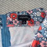Originality 70s Style Preppy Blue Red Pink Floral A Line Mini Skirt Slit Sz S NWOT Photo 3