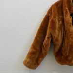 Free People $168 Faux Fur Furry Bomber Jacket Terracotta Golden Brown Size S Photo 6