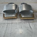 Good American Standout Slide Sandals size 7 Never Worn Silver Square Toe Photo 3