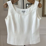 Tahari Vintage 90s Ivory Cropped Lined Tank Top Shell 12 Petite Photo 0