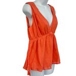 Joie  Orange Lytle Sleeveless Drawstring Tassel 100% Cotton Gauze Tank Top size S Photo 4