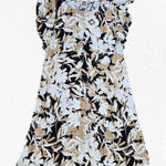 Anne Klein  Khaki Multi Floral Ruffle Sleeve Workwear Shift Dress Size 2 NWT Photo 0