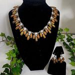 Statement AB Collar Necklace Earrings Set Gold Photo 0
