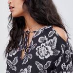 All Saints Dark Gray Shift Floral Lace Cold Shoulder Boho Dress - Large Photo 5