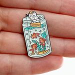 Fishing Cat Soft Enamel Pin Blue Photo 0