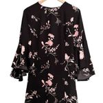 Leith Shift Dress Black & Pink Floral Bell Statement Sleeves Women’s Size XS Photo 2