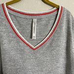 Lorna Jane  Gray Red V Neck Academia Oversized Shirt Small Photo 3