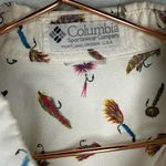 Columbia Vintage White Fish Lure Design Short Sleeve Button Down Shirt Size M Photo 2