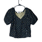 Madewell Corduroy Black and beige Puff Sleeve Top Size XS Photo 0