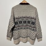 Vintage L.L. Bean Fair Isle Nordic Cardigan Sweater Wool Sie XL Women’s Winter Blue Photo 8