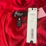 AQUA  Beaded Halter Backless Cowl Neck Long Evening Gown Red Size 10 Formal Dress Photo 8