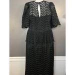 Vintage Kappi Dress Womens Small Black Lace Peplum Midi Cocktail Made USA 80s Photo 7