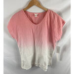 Caslon NWT  Woven V-Neck T-Shirt in Pink Bride Ombre Size Small Photo 1