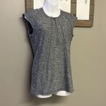 Athleta  Heather Gray Capped Sleeve 1/2 Zip Pullover Shirt with Pleating- Medoum Photo 2