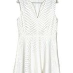 Tory Burch  Sz L White Chevron Mesh Fit and Flare Dress Sleeveless Photo 10