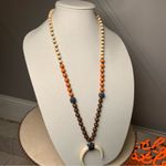 None Beaded Orange Brown Tibetan Bohemian Horn Necklace Photo 0