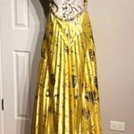 Embellished Formal Evening Prom Gown Crisscross Straps Open Back Metallic Yellow Photo 1