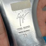 Giuseppe Zanotti NEW Iconic Fishbone Charm Leather Flat Sandals Silver Blue 38 Photo 7