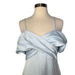 LPA  Shirred Cross Front Gown Blue Maxi Dress Size Small Front Slit Ruched Sz S Photo 3