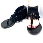 Diane Von Furstenberg  "PALOMA" BLACK SUEDE FRINGE THONG SANDALS (6/6.5) Photo 5