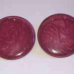 HUGE Vintage Retro Dark Pink Shimmer Enamel Round Dome Pierced Earrings Photo 0