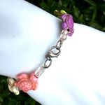 Turtle beaded colorful bracelet Sterling silver clasp Photo 3