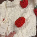 Handmade NWT Hand knit strawberry chunky knit cropped sweater cardiganan Photo 6