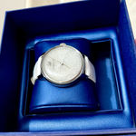 Swavorski Swarovski Crystalline Hours Silver Dial White Crocodile Leather Strap Watch, NWB Photo 5