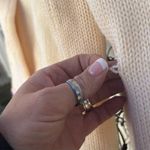 Vintage 60s embroidered floral 3D wool knit cardigan sweater cream purple green Size M Photo 5