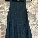 Free People  dress Intimately voile lace Teal green trapeze dot slip mini tunic M Photo 0