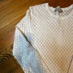 Loft Cream Diamond Knit Crew Neck Long Sleeve Sweater Women's Medium Cotton Wool Photo 6