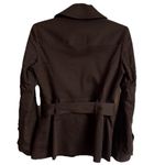 Milly New York Short Trench Coat Brown Belted Gold Button Closure Size 6 Solid Photo 1